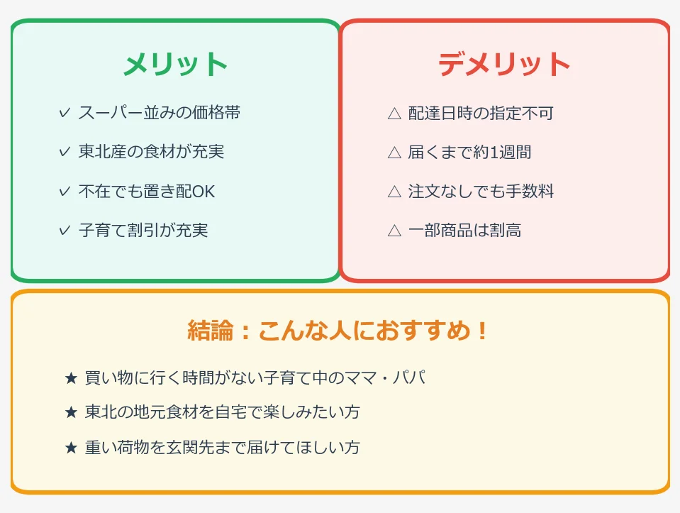 コープ東北のメリット・デメリットを正直にレビューの図解チャート