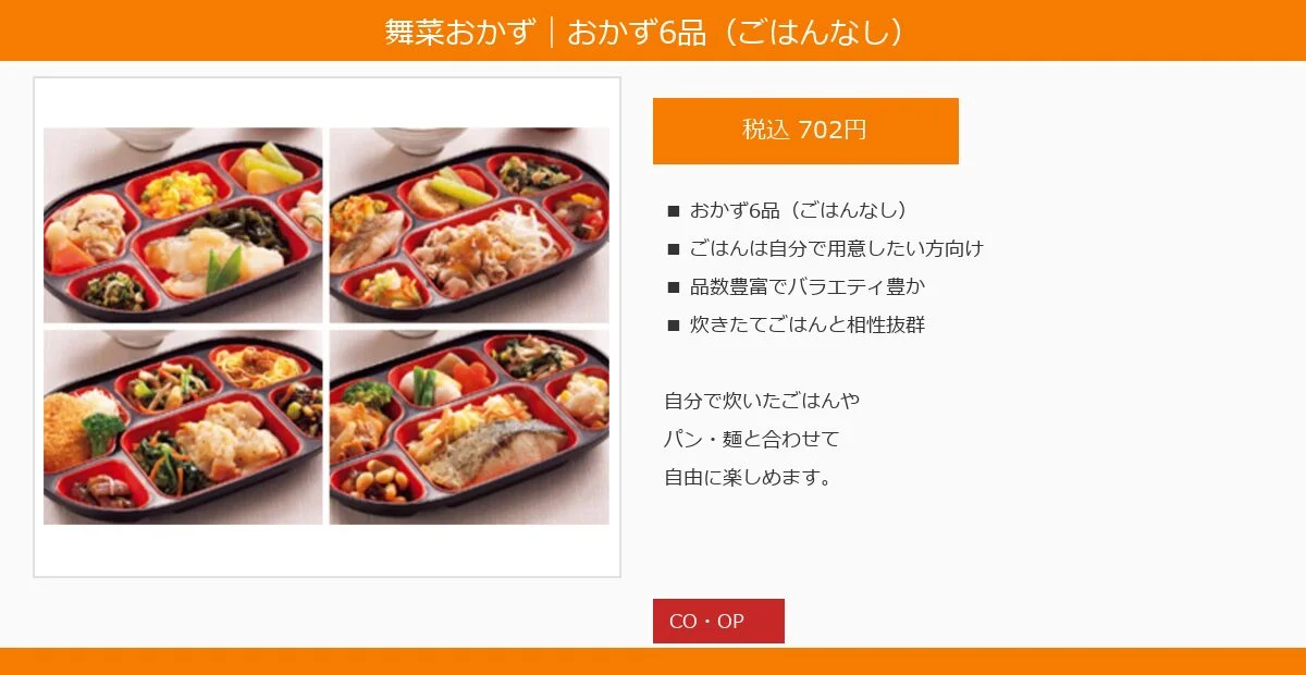 デイリーコープの③舞菜おかず(702円)解説図