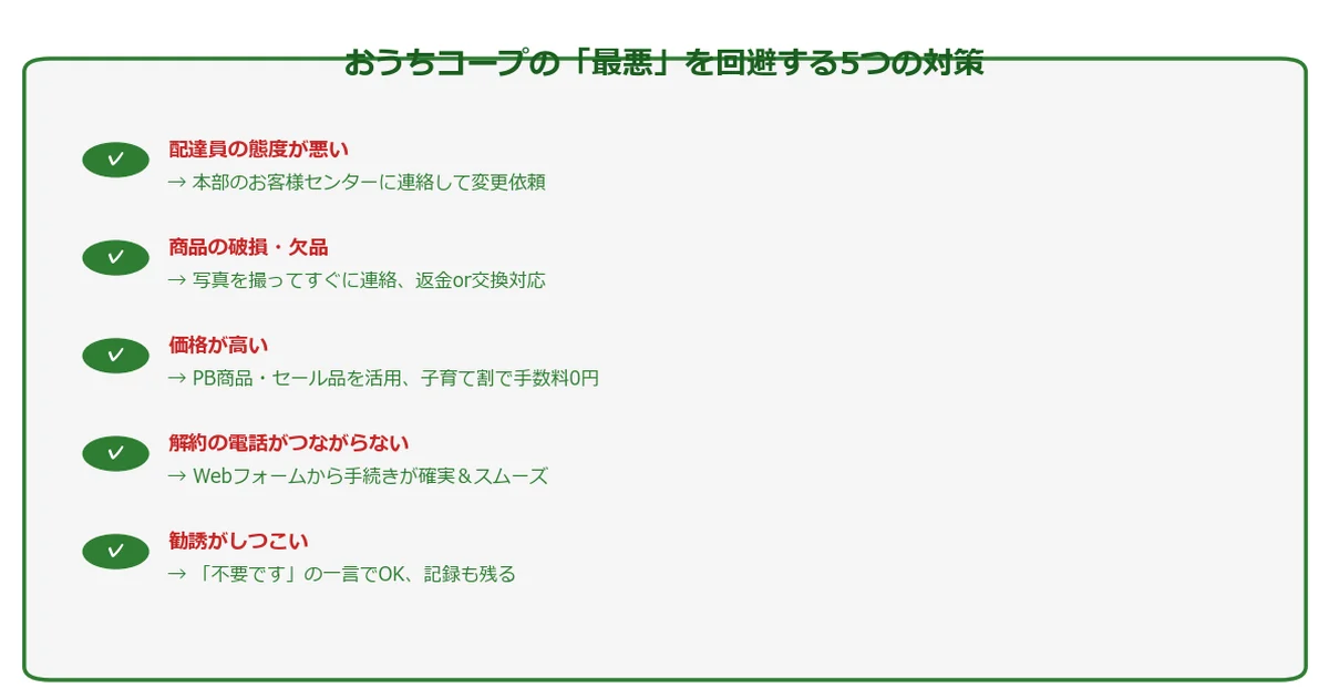 おうちコープの最悪を回避する5つの対策チェックリスト