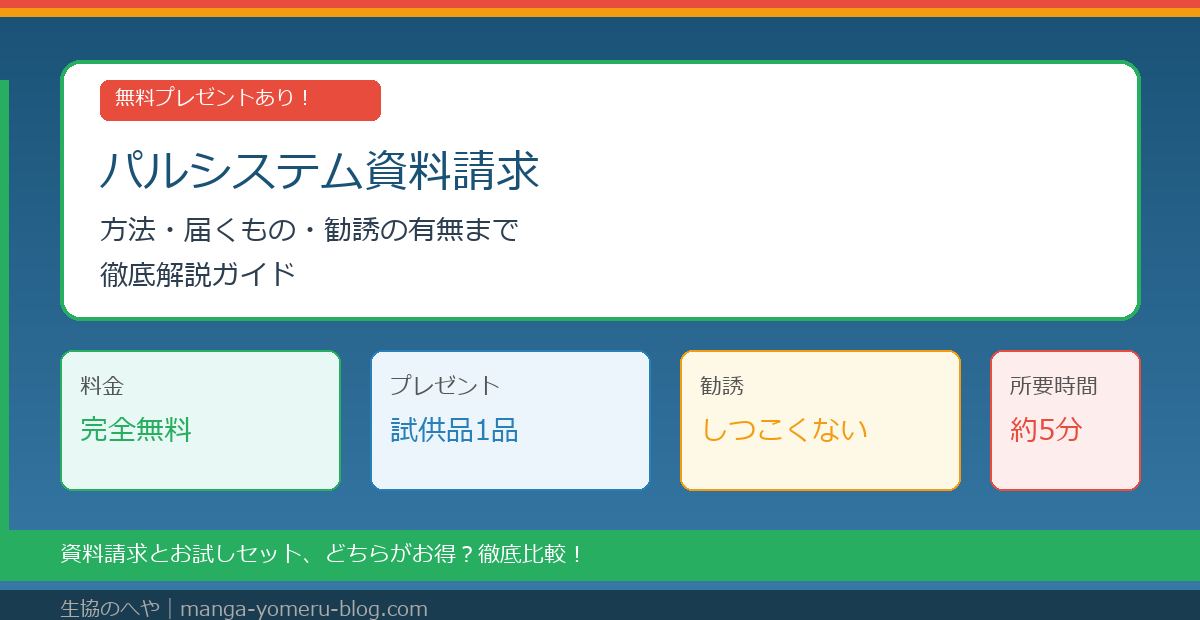 パルシステム資料請求の方法と届くもの|無料プレゼント・勧誘の有無・お試しセットとの違いまで徹底解説