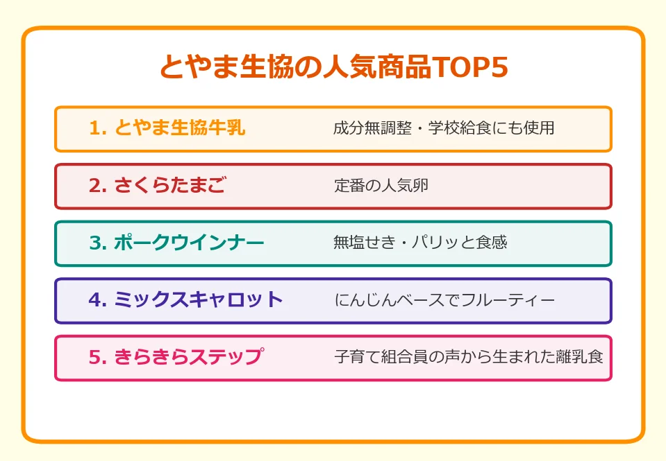とやま生協の人気商品TOP5の図解チャート