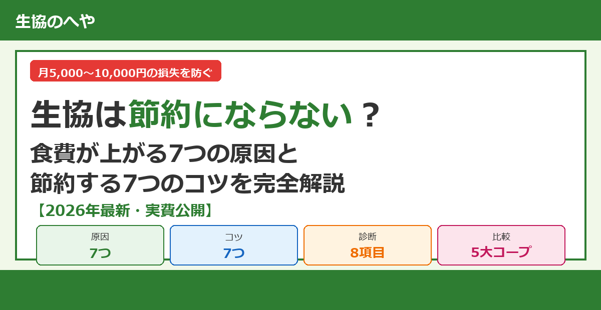 生協は節約にならない?食費が上がる7つの原因と節約する7つのコツ【2026年最新】