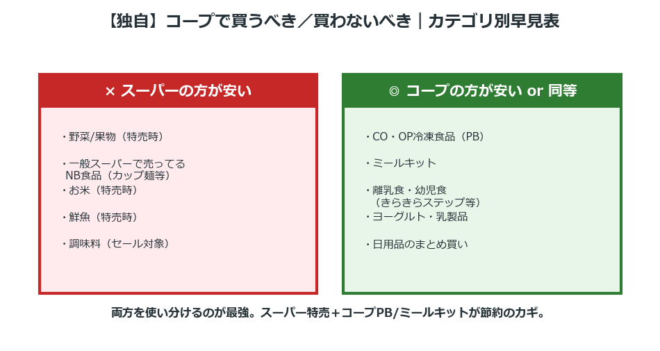 コープで買うべきと買わないべきカテゴリ別早見表