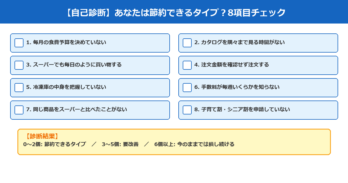 生協節約の自己診断チェックリスト8項目