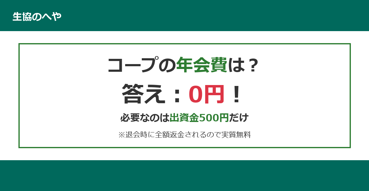 【2026年最新】コープの会員年会費はいくら?入会金・出資金・手数料まで実費を完全公開