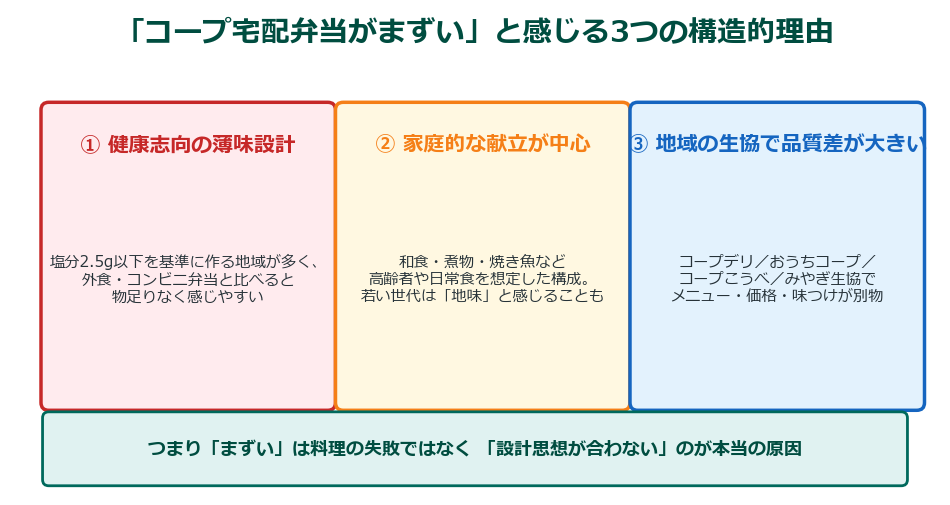 コープ宅配弁当がまずいと言われる3つの構造的理由