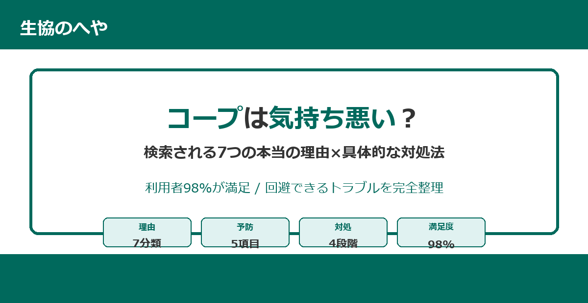 コープは気持ち悪い？検索される7つの本当の理由と【2026年版】具体的な対処法完全ガイド｜満足度98%の真実