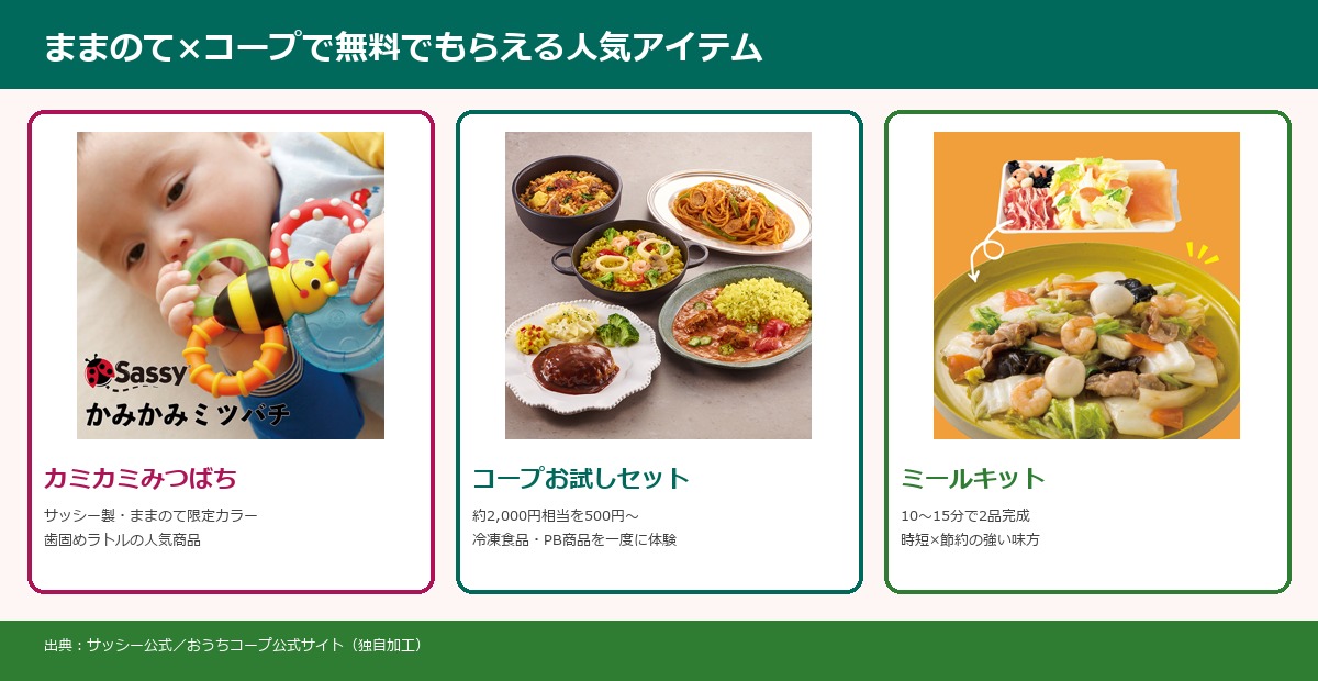 ままのて×コープで無料でもらえる人気アイテム 実物画像