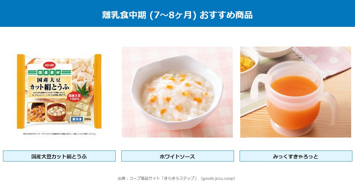 おうちコープ離乳食中期7〜8ヶ月おすすめ商品コラージュ