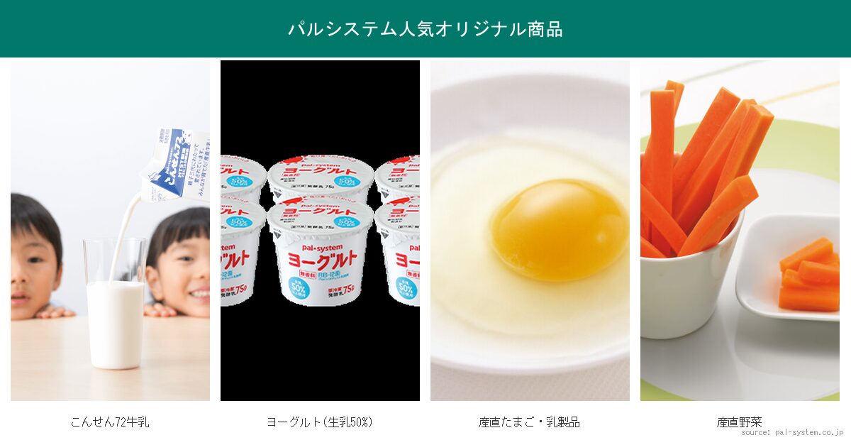 パルシステム人気オリジナル商品（こんせん72牛乳・ヨーグルト・産直たまご・産直野菜）