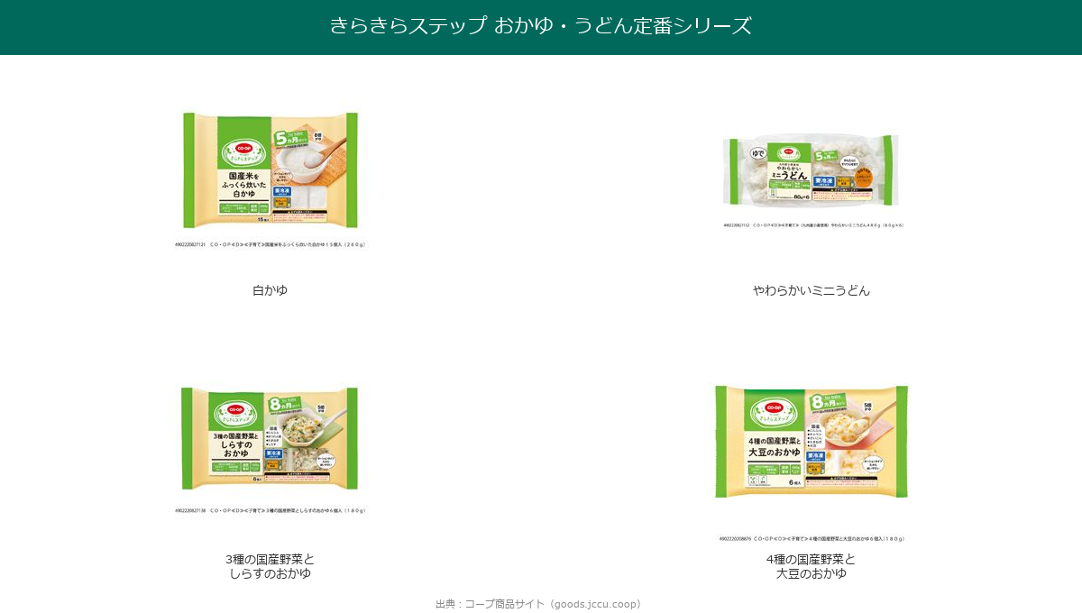 コープ きらきらステップ おかゆ・うどんシリーズの商品画像