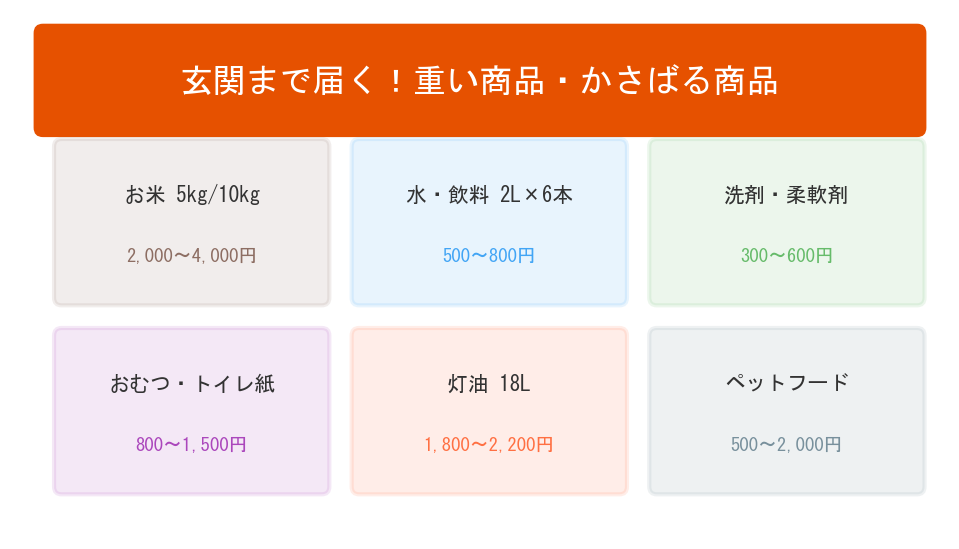 玄関まで届く重い商品・かさばる商品
